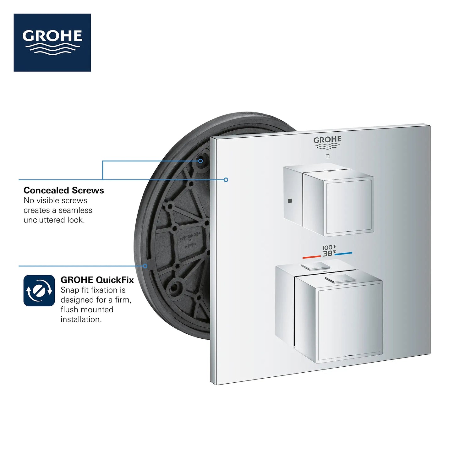 Grohe Grohtherm Cube Dual Function 2-Handle Thermostatic Valve Trim - 24158