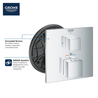 Grohe Grohtherm Cube Dual Function 2-Handle Thermostatic Valve Trim - 24158