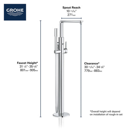 Grohe Lineare Single-Handle Freestanding Tub Faucet with 1.75 GPM Hand Shower