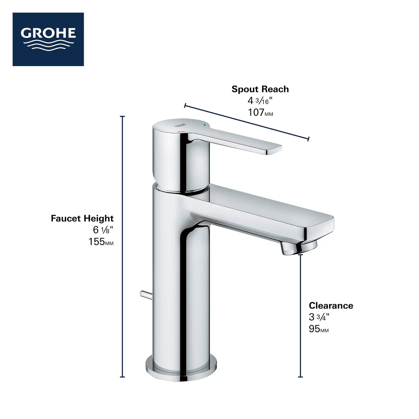 Grohe Lineare Single Hole Single-Handle XS-Size Bathroom Faucet 4.5 L/min (1.2 gpm) - 23824