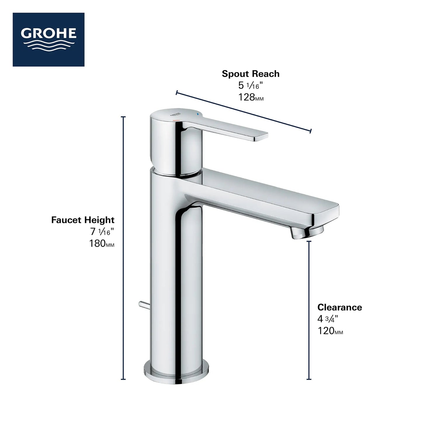 Grohe Lineare Single Hole Single-Handle S-Size Bathroom Faucet 4.5 L/min (1.2 gpm) - 23794