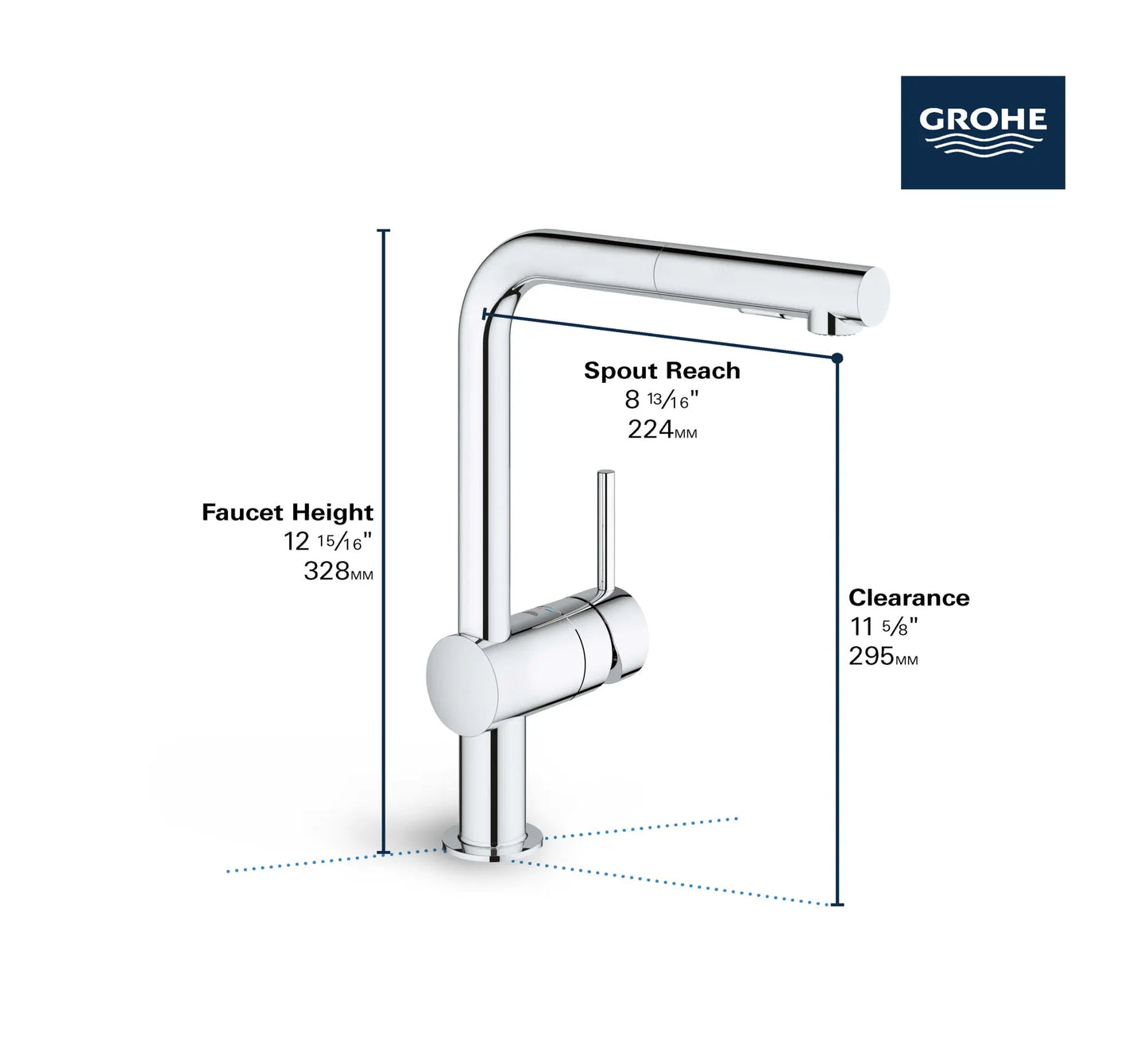 Grohe Minta Single-Handle Pull-Out Kitchen Faucet Dual Spray (1.75 gpm) - 30300
