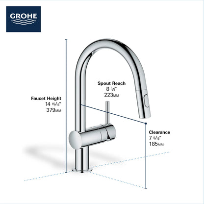 Grohe Minta Single-Handle Pull Down Kitchen Faucet Dual Spray 1.75 gpm - 31378