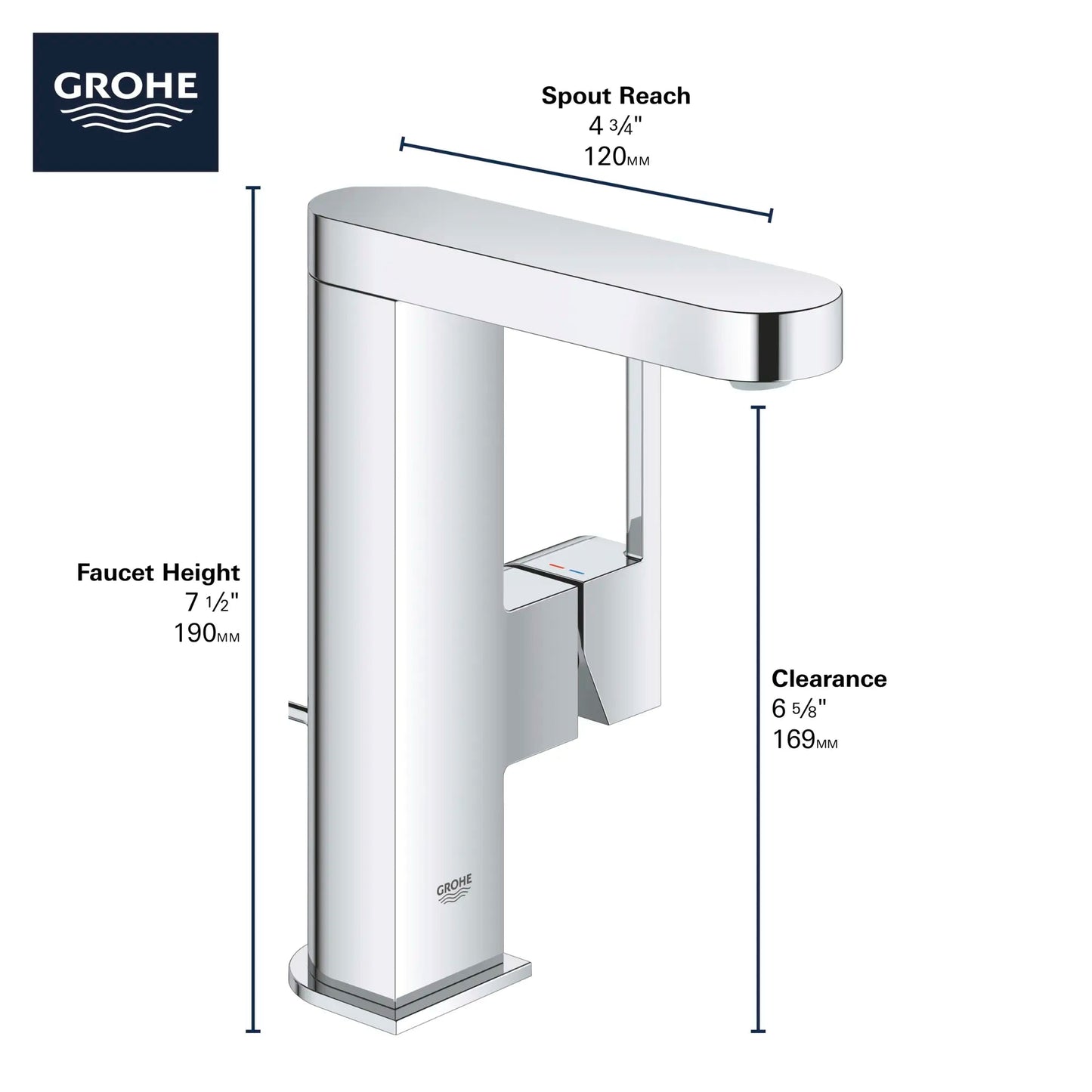 Grohe Plus Single Hole Single-Handle M-Size Bathroom Faucet 4.5 L/min (1.2 gpm) - 23956