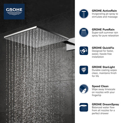 Grohe Rainshower 310 Shower Head Set, 12" - 2 Sprays, 1.75 GPM (6.6 L/min) - 26504