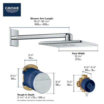 Grohe Rainshower 310 Shower Head Set, 12" - 2 Sprays, 1.75 GPM (6.6 L/min) - 26504