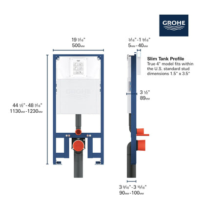 GROHE 39688000 Rapid SL Slim 2” x 4” in-Wall Carrier for Toilet