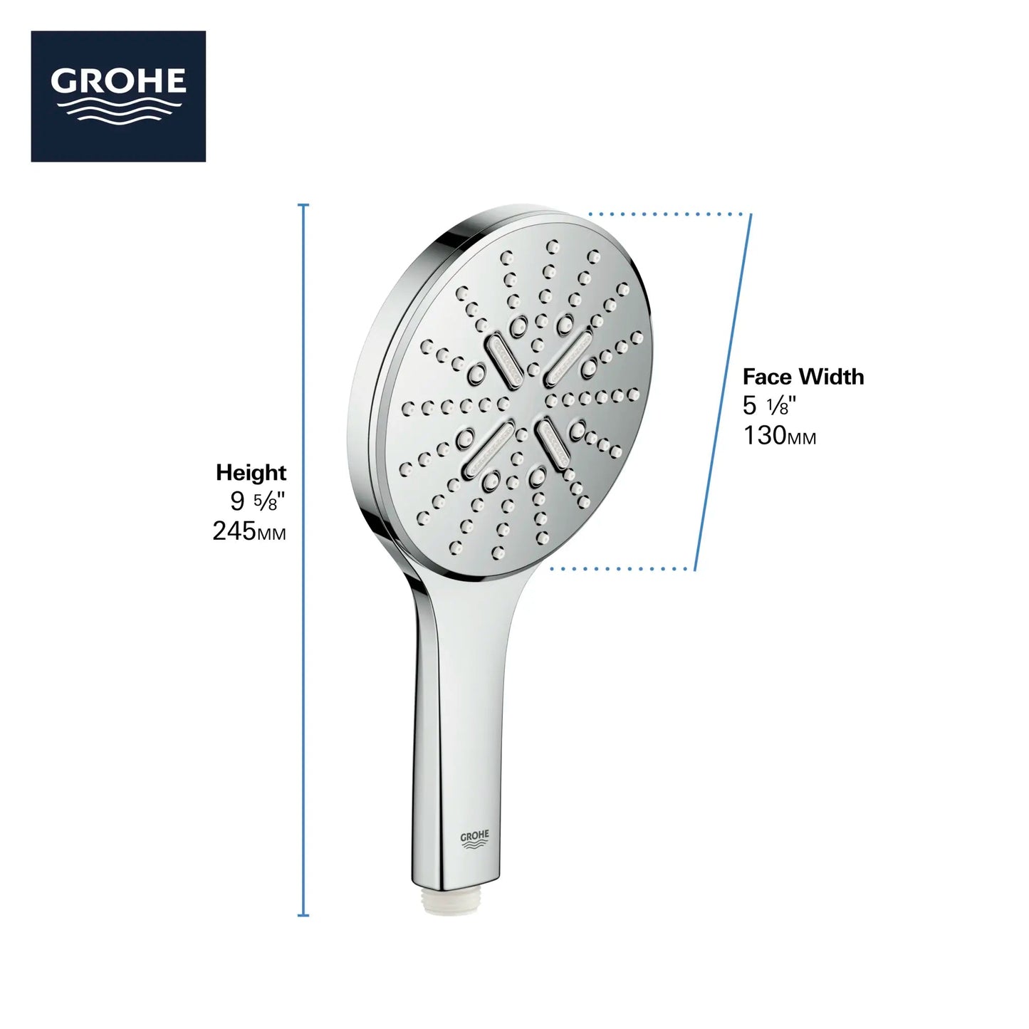 Grohe Rainshower SmartActive Hand Shower - 3 Sprays, 6.6 L/min (1.75 gpm) - 26545