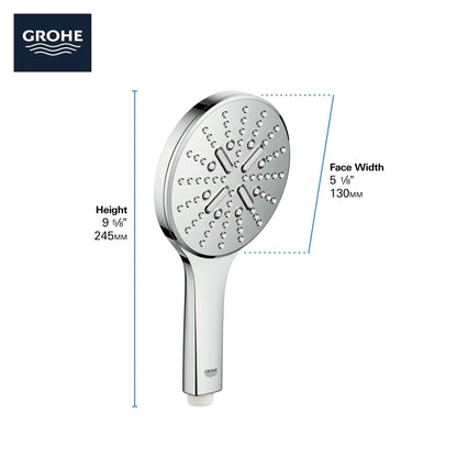 Grohe Rainshower SmartActive Hand Shower - 3 Sprays, 6.6 L/min (1.75 gpm) - 26545