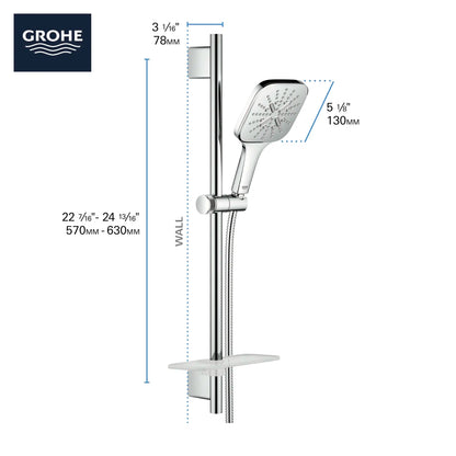 Grohe Rainshower SmartActive 24" Shower Slide Bar Kit - 3 Sprays, 6.6 L/min (1.75 gpm) - 26585
