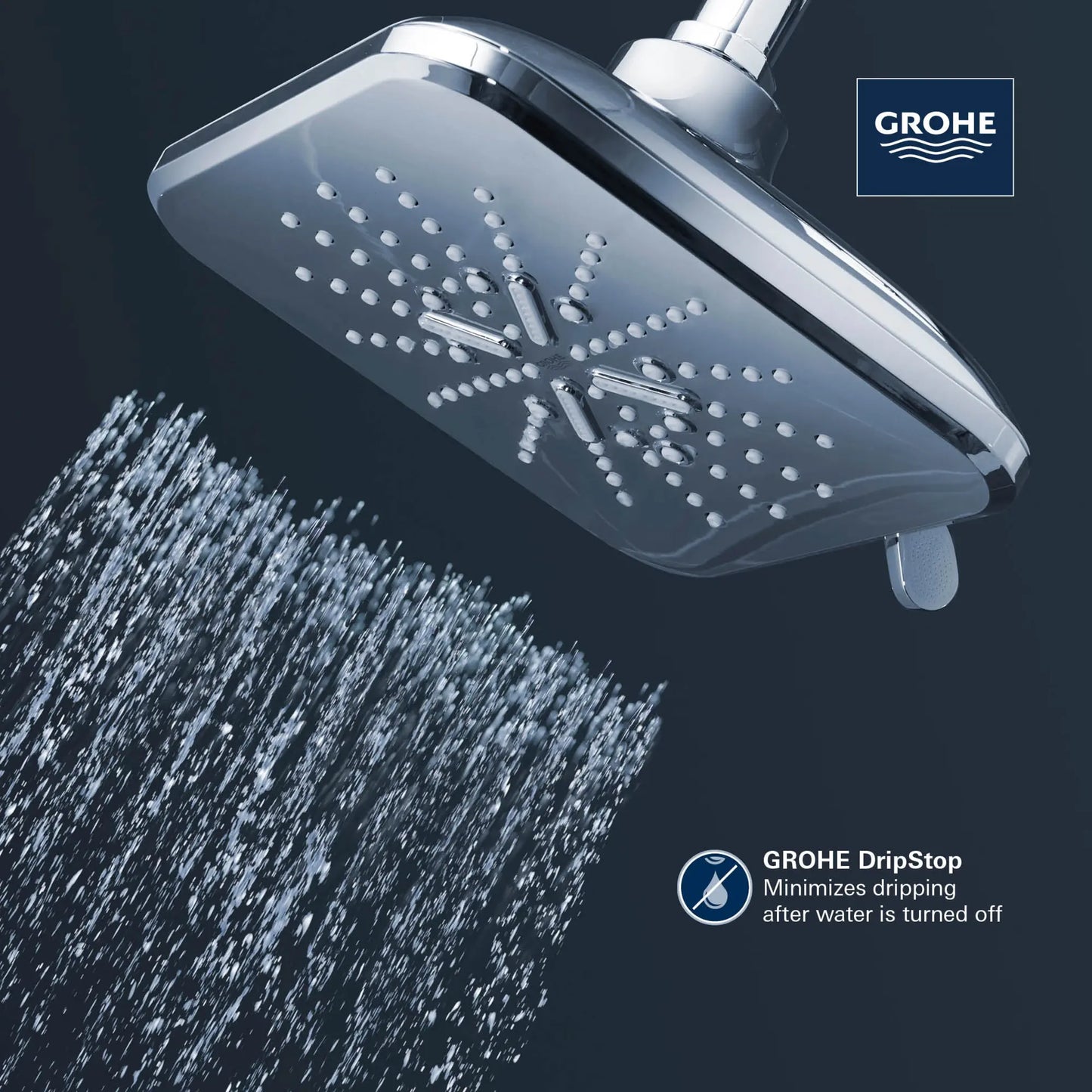 Grohe Rainshower SmartActive Shower Head, 6-1/2" - 3 Sprays, 1.75 GPM (6.6 L/min) - 26797