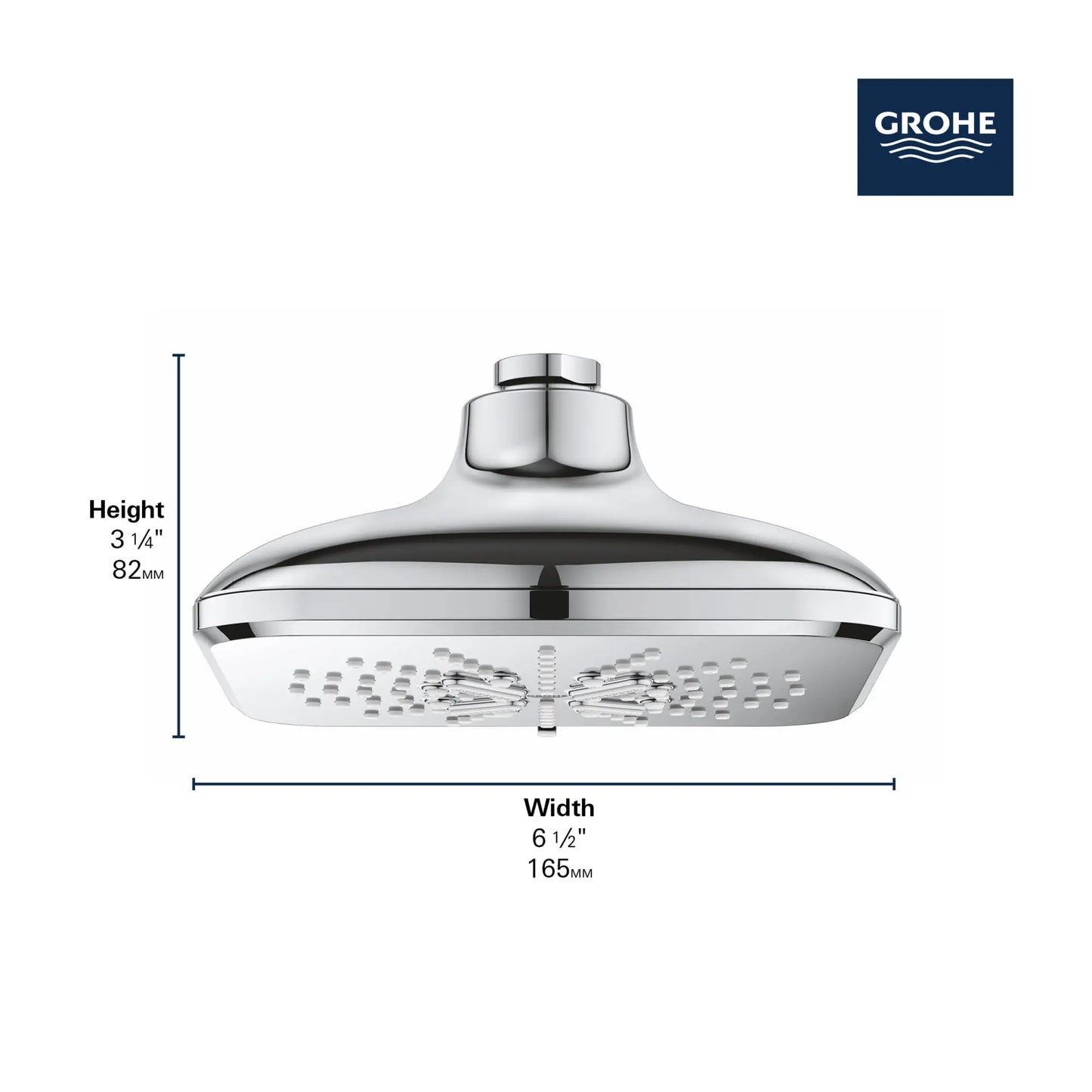 Grohe Rainshower SmartActive Shower Head, 6-1/2" - 3 Sprays, 1.75 GPM (6.6 L/min) - 26797