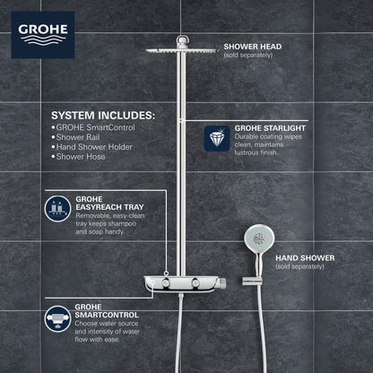 Grohe Rainshower SmartControl Thermostatic Shower System - 26379