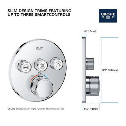 Grohe Grohtherm SmartControl Triple Function Thermostatic Valve Trim - 29138