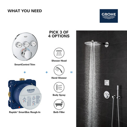 Grohe Grohtherm SmartControl Triple Function Thermostatic Valve Trim - 29138