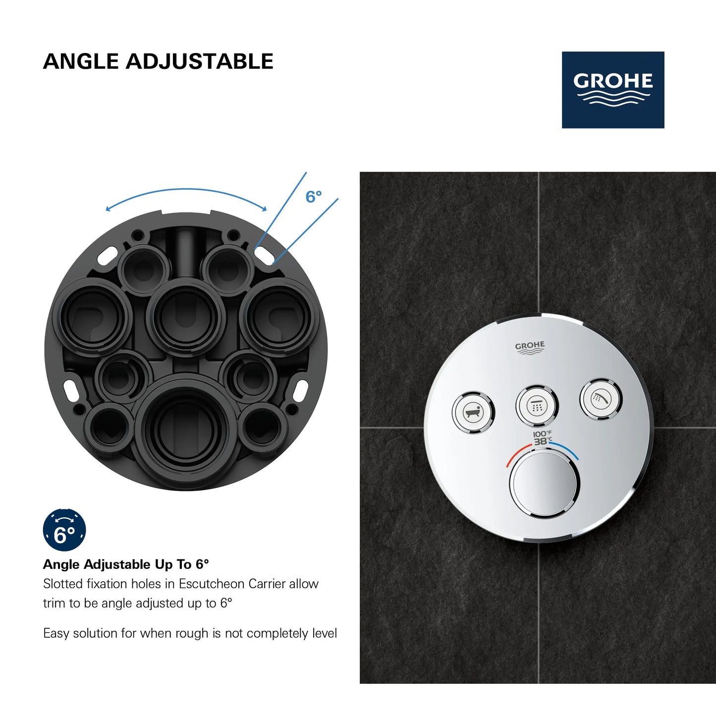 Grohe Grohtherm SmartControl Triple Function Thermostatic Valve Trim - 29138