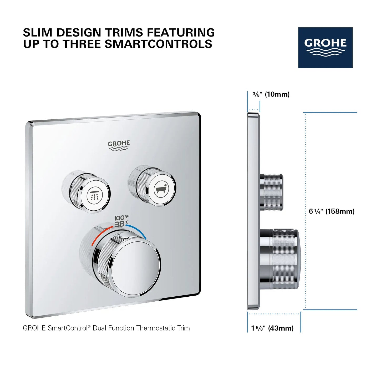 Grohe Grohtherm SmartControl Dual Function Thermostatic Valve Trim - 29141