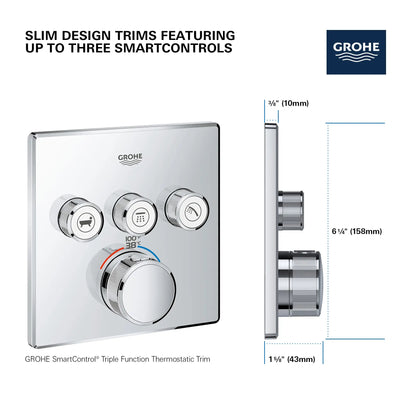 Grohe Grohtherm Smartcontrol Triple Function Thermostatic Valve Trim - 29142