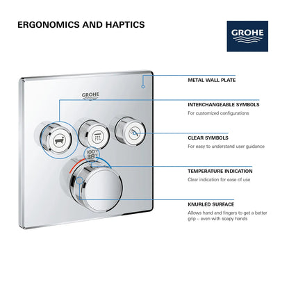 Grohe Grohtherm Smartcontrol Triple Function Thermostatic Valve Trim - 29142