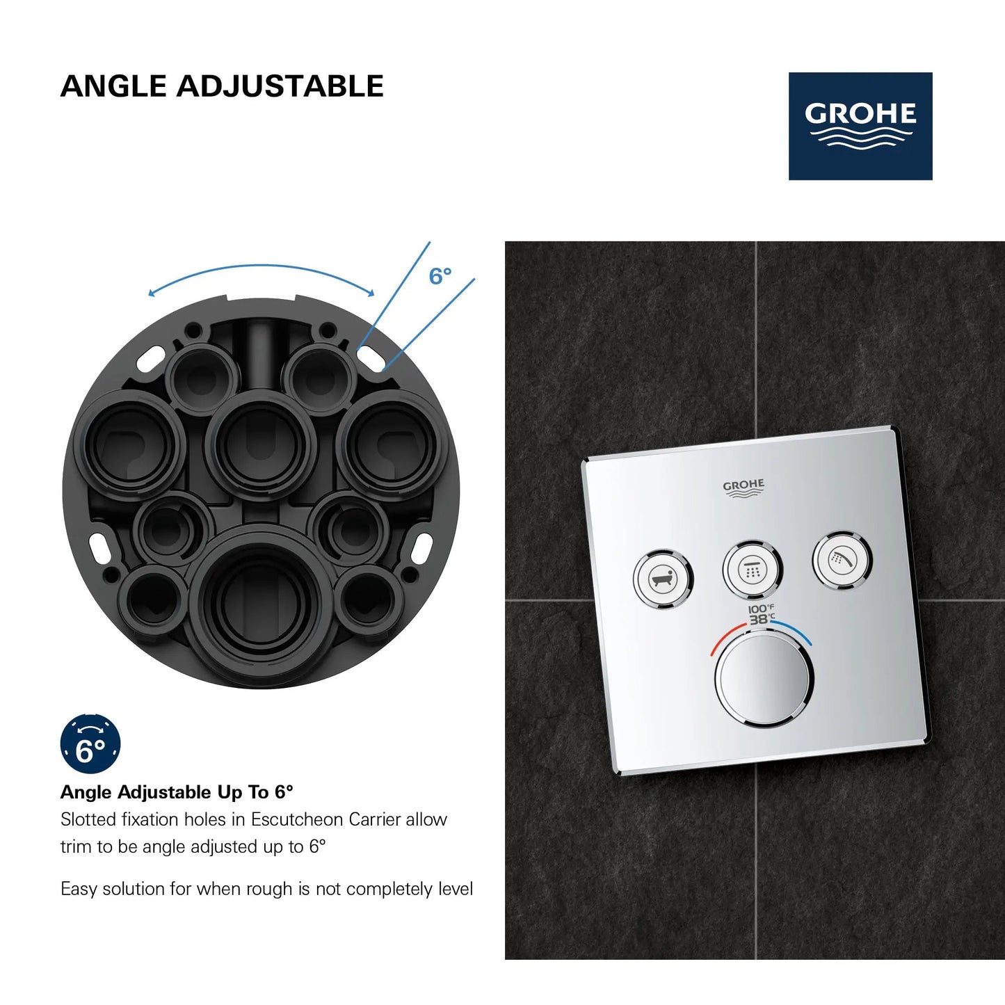 Grohe Grohtherm Smartcontrol Triple Function Thermostatic Valve Trim - 29142