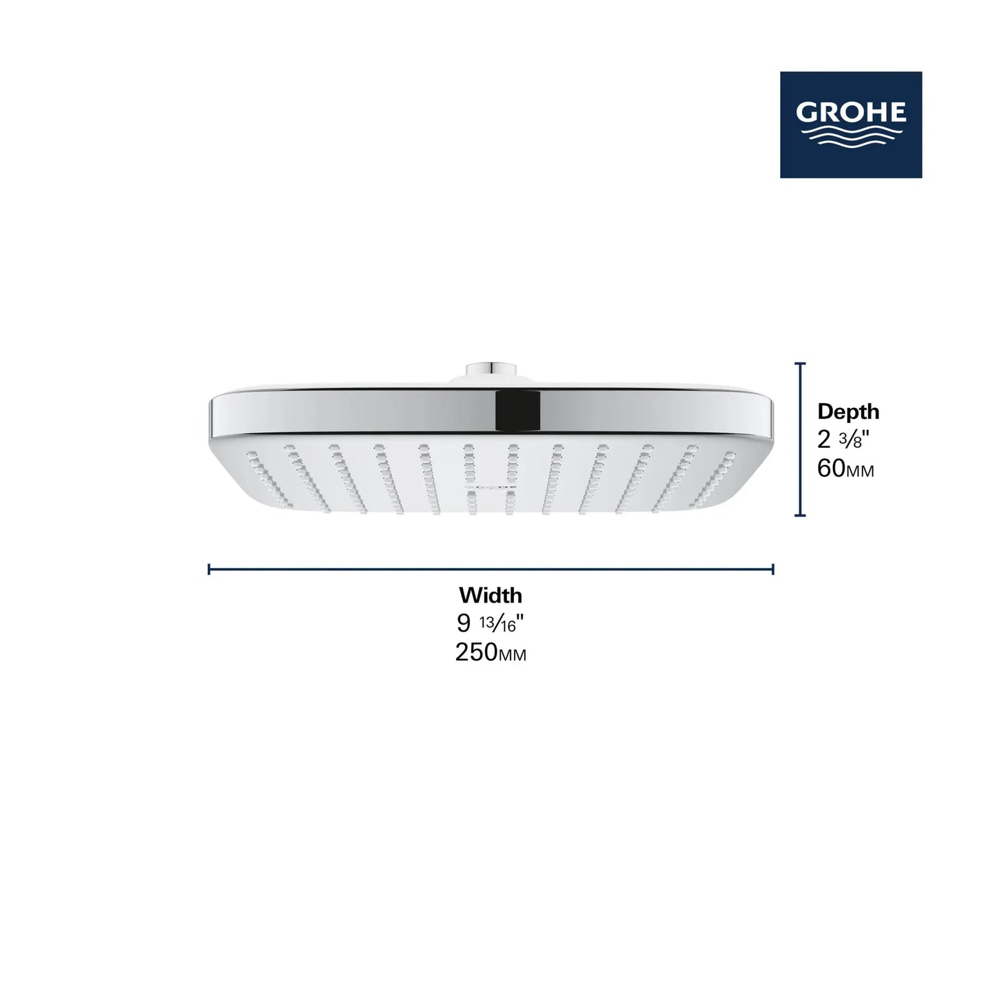 Grohe Tempesta 250 Rain Showerhead, 9 7/8" - 1 Spray, 1.75 GPM (6.6 L/min) - 26718
