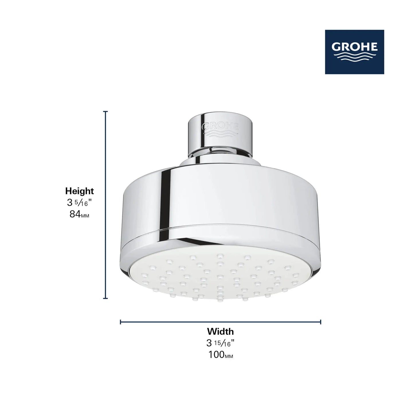 Grohe Tempesta Cosmopolitan 100 Shower Head, 4" - 1 Spray, 5.7 L/min (1.5 gpm) - 26051