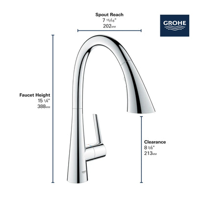 Grohe Zedra Single-Handle Pull Down Triple Spray Bar Faucet 1.75 gpm - 30368