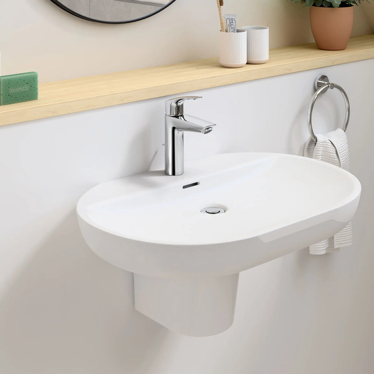 Grohe Essence Wall Mount 27" Bathroom Sink, 1-Hole