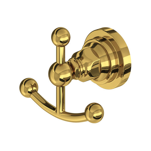 Rohl San Giovanni Double Robe Hook A1481LI - Unlacquered Brass