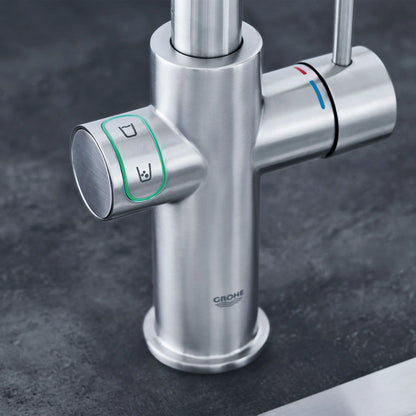 Mitigeur de cuisine Grohe Blue à bec douchette extractible, un jet (6,6 L/min), avec eau réfrigérée et eau pétillante - 31608