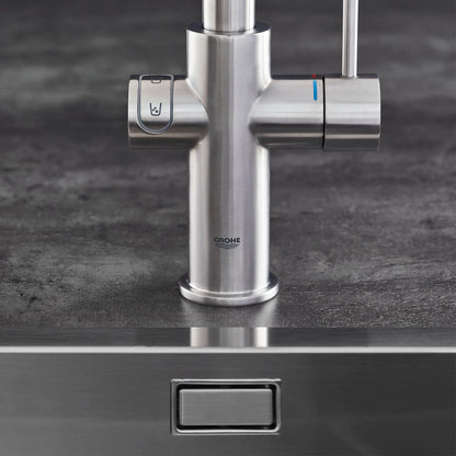 Mitigeur de cuisine Grohe Blue à bec douchette extractible, un jet (6,6 L/min), avec eau réfrigérée et eau pétillante - 31608