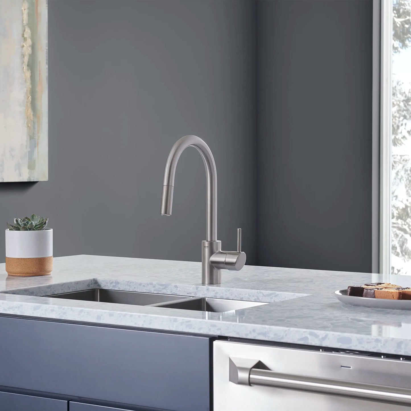 Grohe Concetto Single-Handle Pull Down Kitchen Faucet Dual Spray 1.75 GPM - 32665