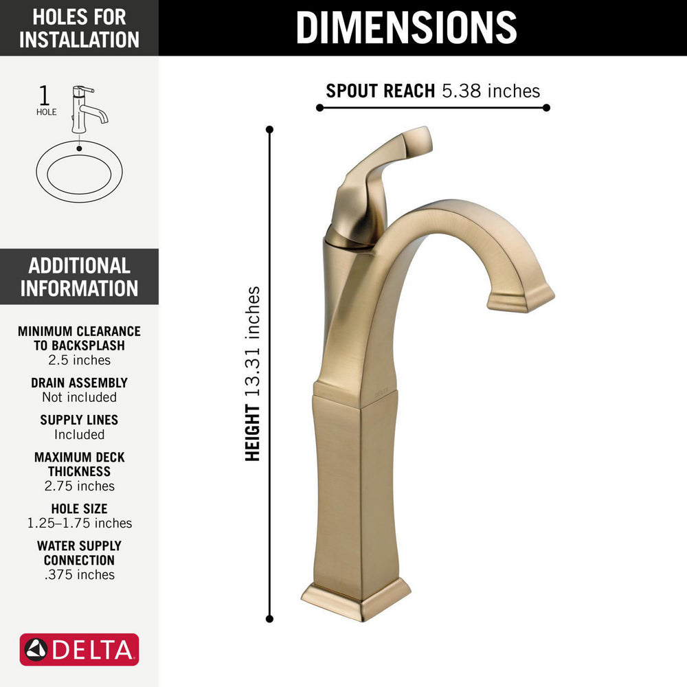 Delta Dryden Single Handle Vessel Bathroom Faucet - 751