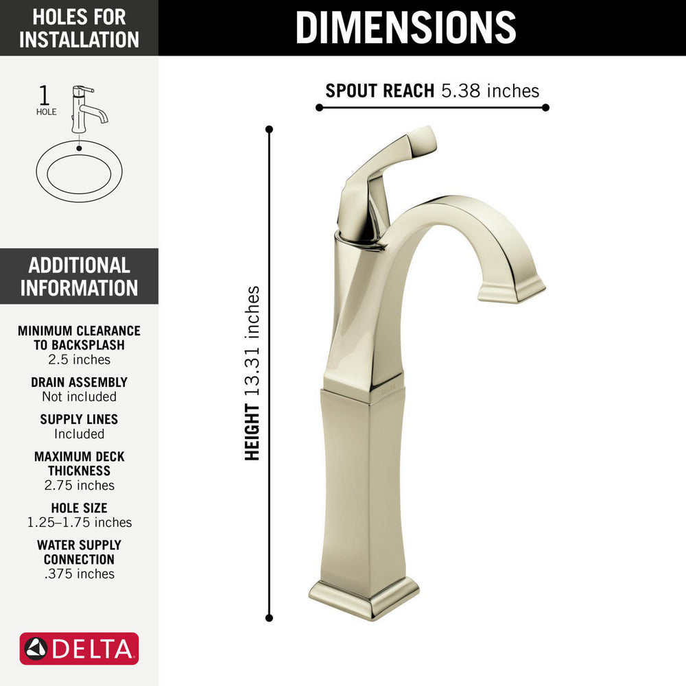 Delta Dryden Single Handle Vessel Bathroom Faucet - 751