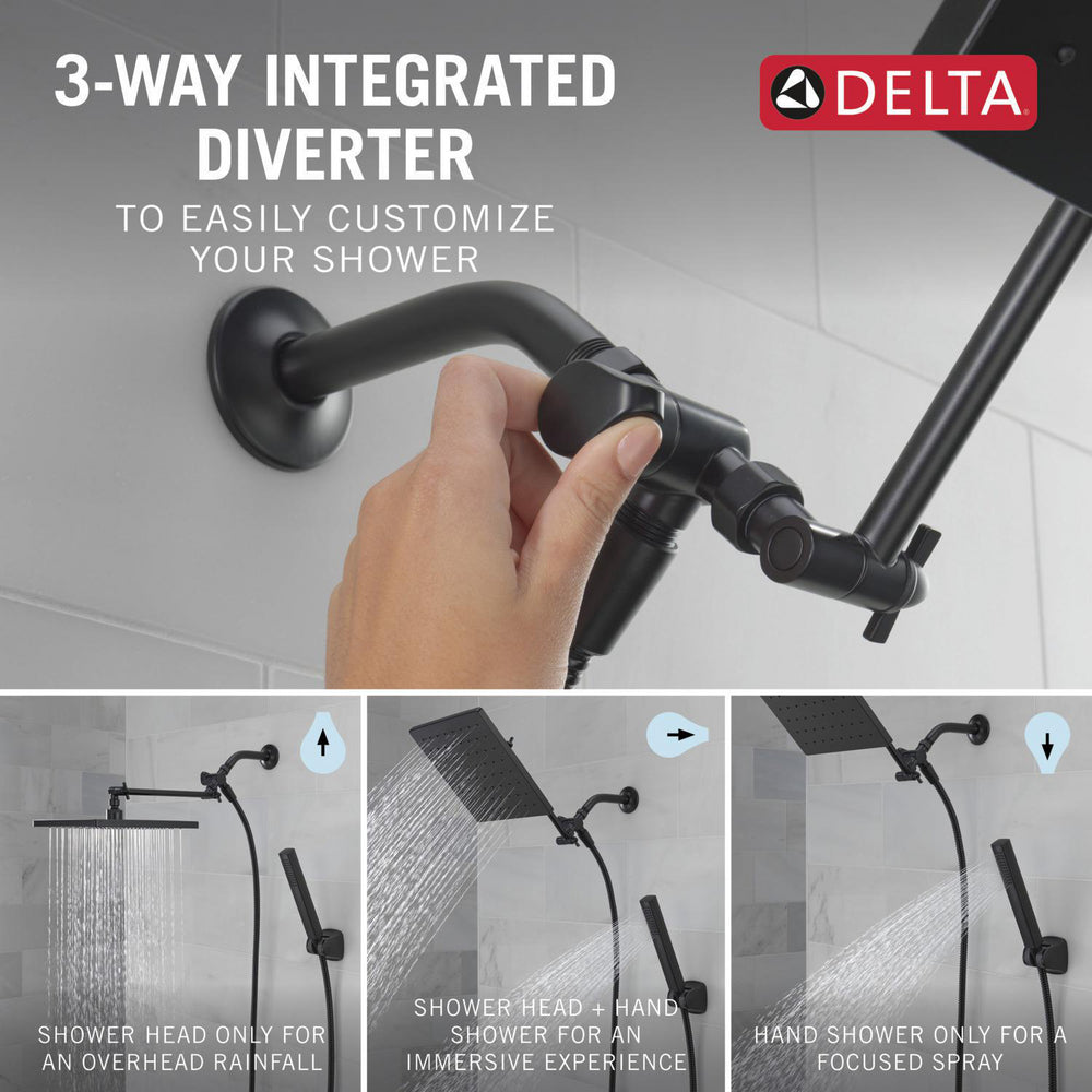 Delta Universal Showering 10 inch Raincan Shower Head & Hand Held Combo with Adjustable Extension Arm - 75527