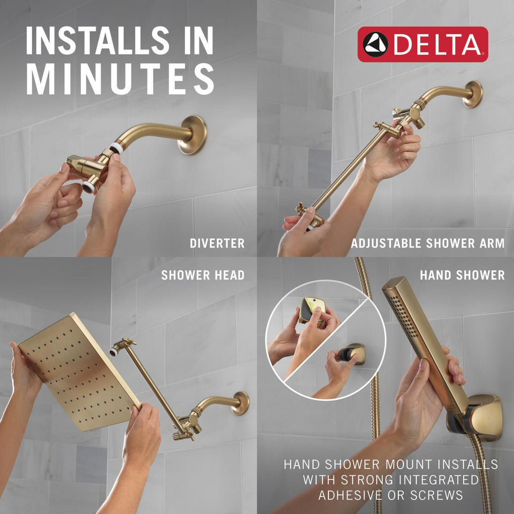 Delta Universal Showering 10 inch Raincan Shower Head & Hand Held Combo with Adjustable Extension Arm - 75527