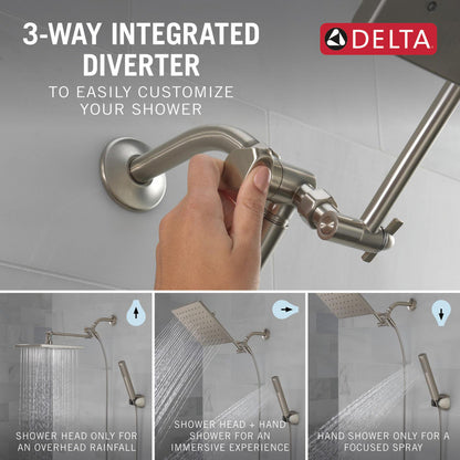 Delta Universal Showering 10 inch Raincan Shower Head & Hand Held Combo with Adjustable Extension Arm - 75527