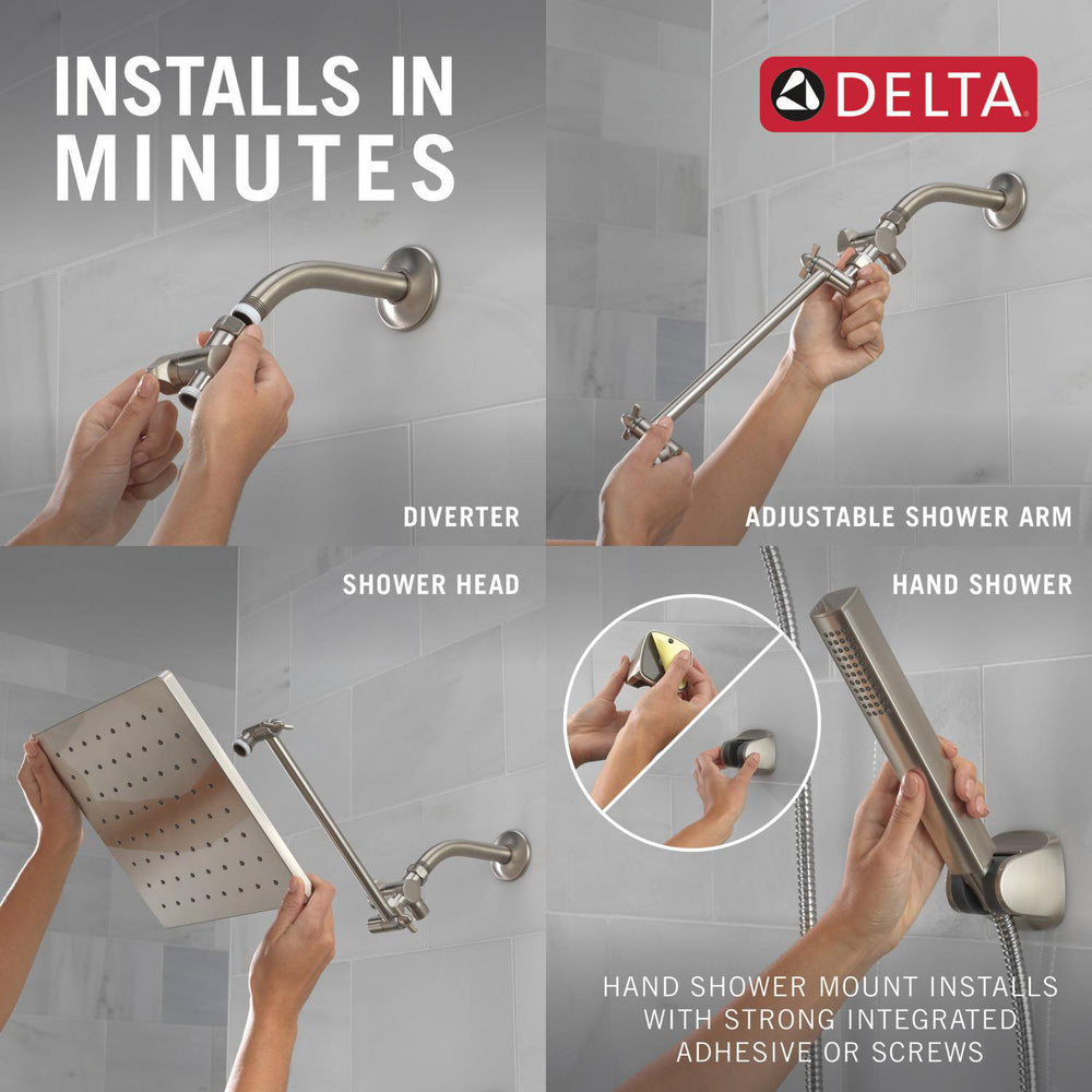 Delta Universal Showering 10 inch Raincan Shower Head & Hand Held Combo with Adjustable Extension Arm - 75527