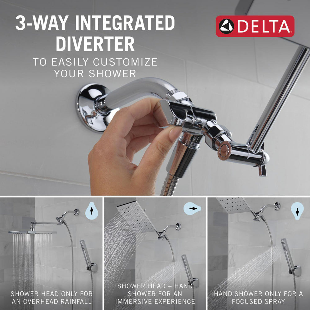 Delta Universal Showering 10 inch Raincan Shower Head & Hand Held Combo with Adjustable Extension Arm - 75527