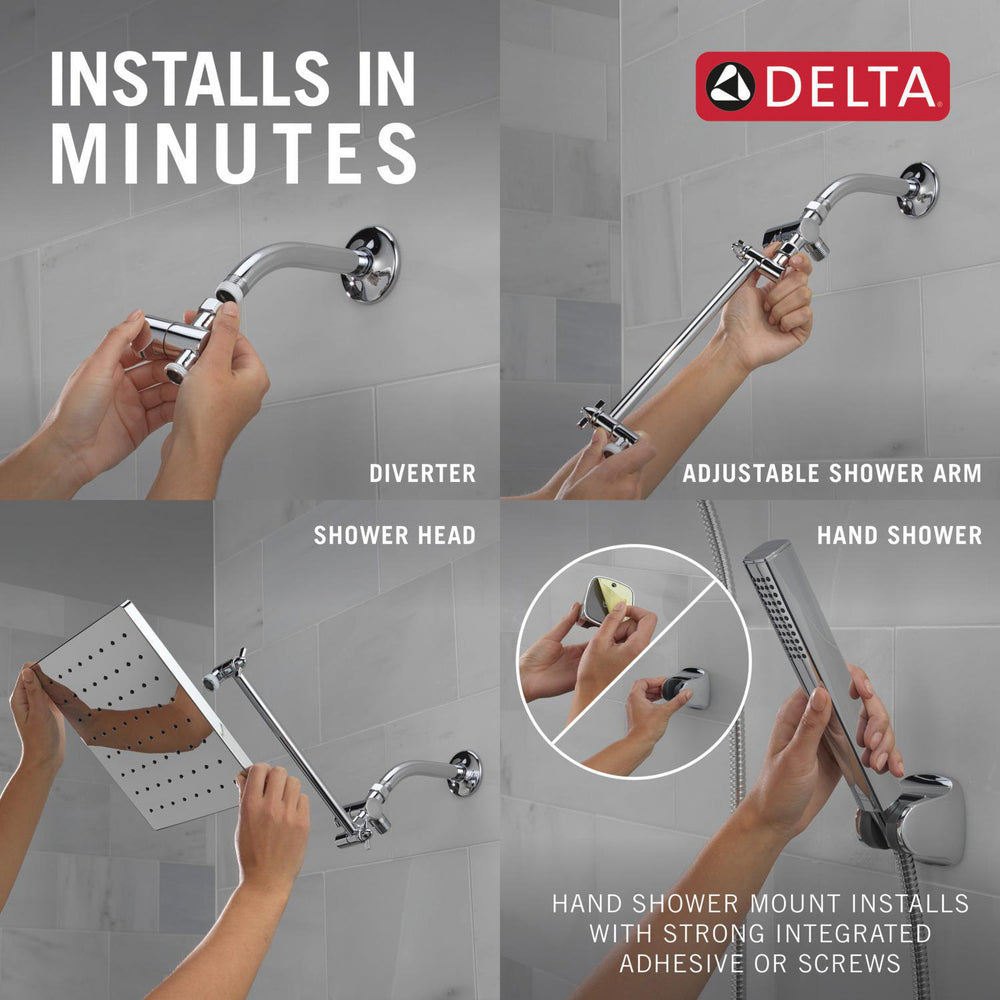 Delta Universal Showering 10 inch Raincan Shower Head & Hand Held Combo with Adjustable Extension Arm - 75527