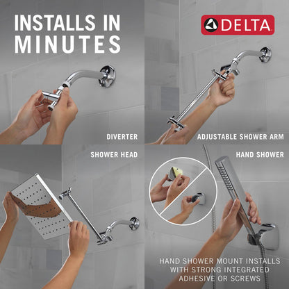 Delta Universal Showering 10 inch Raincan Shower Head & Hand Held Combo with Adjustable Extension Arm - 75527