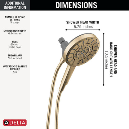 Delta 5-Setting In2ition 2-In-1 Shower Head with ProClean - 75548