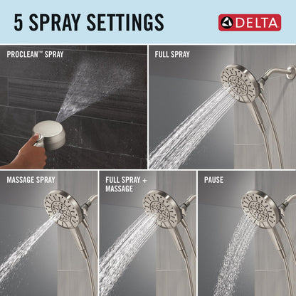 Delta 5-Setting In2ition 2-In-1 Shower Head with ProClean - 75548