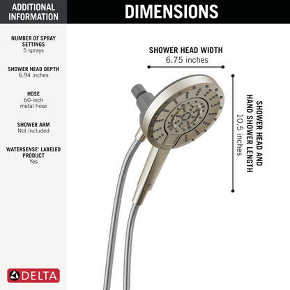 Delta 5-Setting In2ition 2-In-1 Shower Head with ProClean - 75548