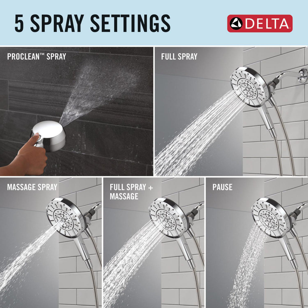 Delta 5-Setting In2ition 2-In-1 Shower Head with ProClean - 75548