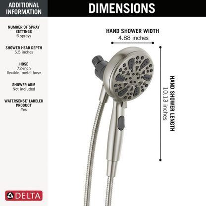 Delta 6-Setting SureDock Magnetic Hand Shower - 75609