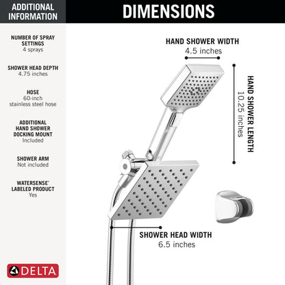 Delta Universal Showering 5-Setting Two-in-One Combination Shower with Additional Mount - 75755