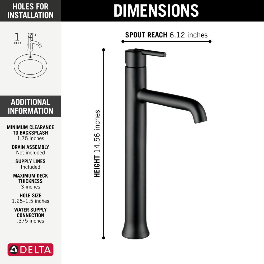 Mitigeur de lavabo de salle de bain Delta Trinsic à poignée unique - 759