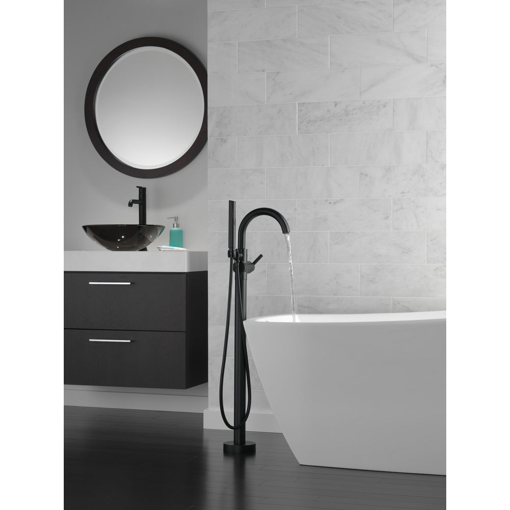 Delta Contemporary Floor Mount Tub Filler Trim with Hand Shower - T4759