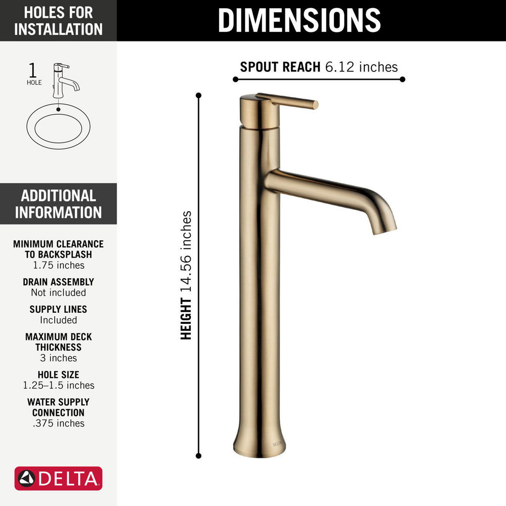 Mitigeur de lavabo de salle de bain Delta Trinsic à poignée unique - 759